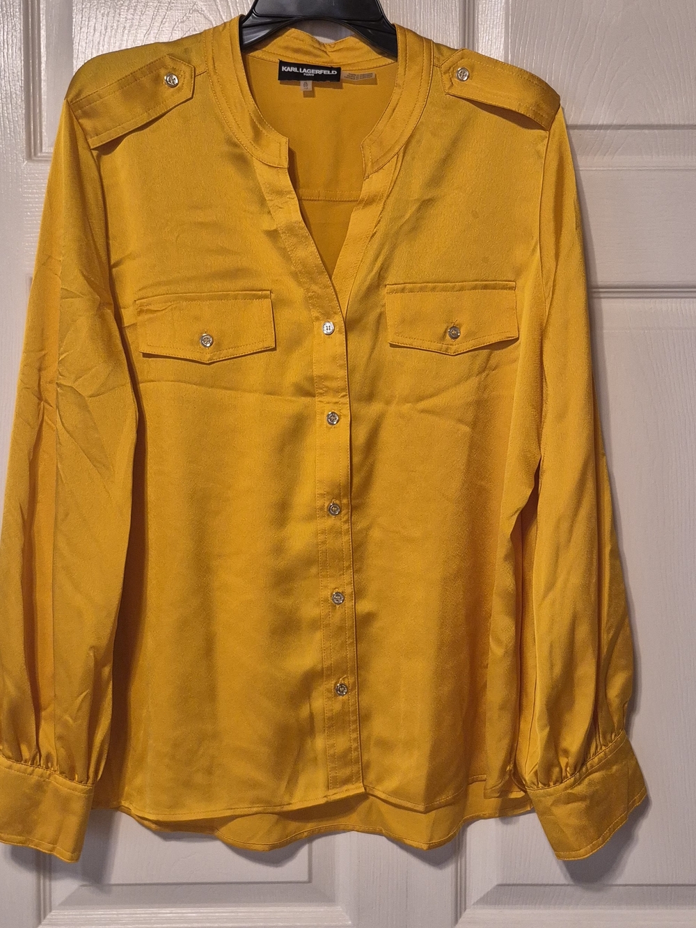 Karl Lagerfeld Vibrant Yellow Long-Sleeve Button Blouse